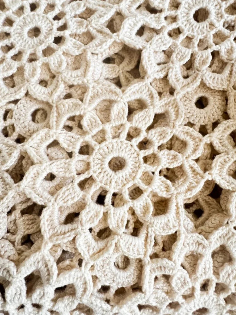 Vintage Crochet Tassel Detail Large Table Cloth